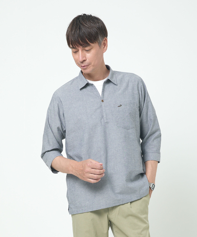 カプリ スキッパー襟 七分袖 シャツ【吸汗速乾】【シワになりにくい】