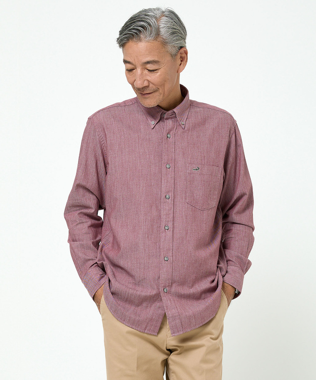 デニム調 ボタンダウン シャツ