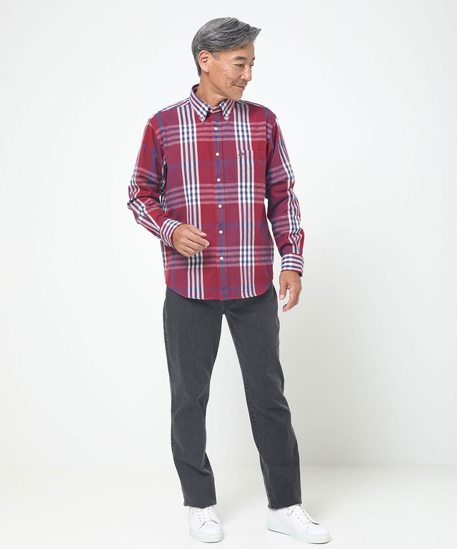 シャギー加工 タータン柄 シャツ