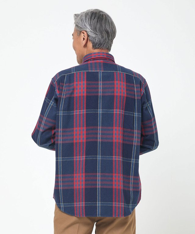 シャギー加工 タータン柄 シャツ