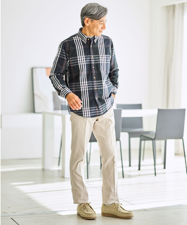 シャギー加工 タータン柄 シャツ