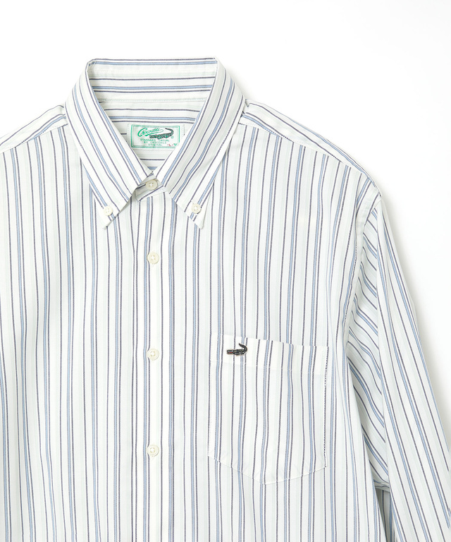 ノンアイロン バスケット織り ストライプ シャツ【シワになりにくい】