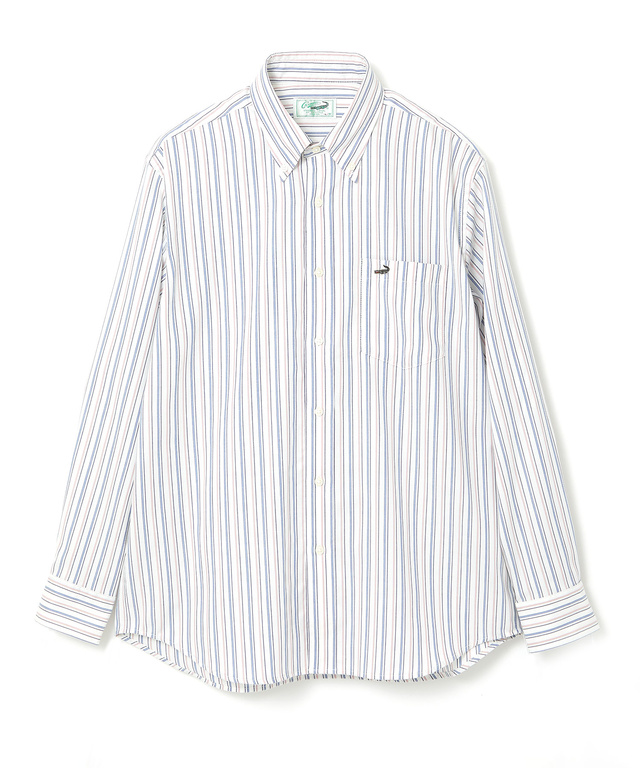 ノンアイロン バスケット織り ストライプ シャツ【シワになりにくい】