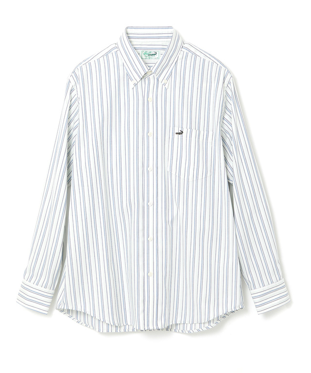 ノンアイロン バスケット織り ストライプ シャツ【シワになりにくい】