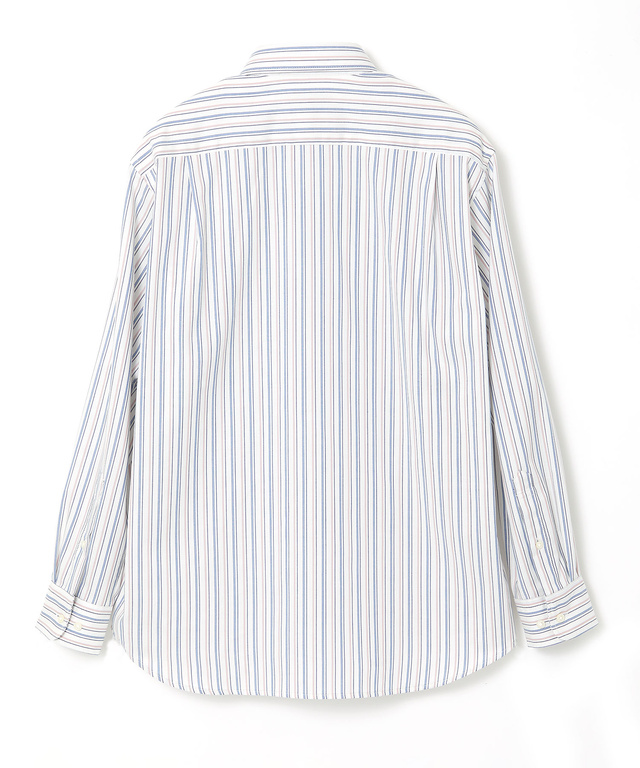 ノンアイロン バスケット織り ストライプ シャツ【シワになりにくい】