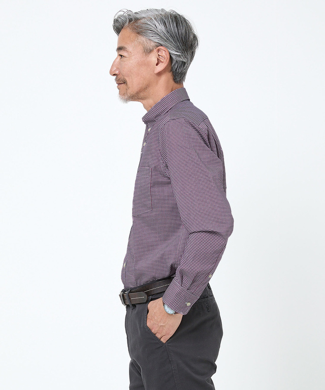 ノンアイロン ギンガムチェック ボタンダウンシャツ【シワになりにくい】