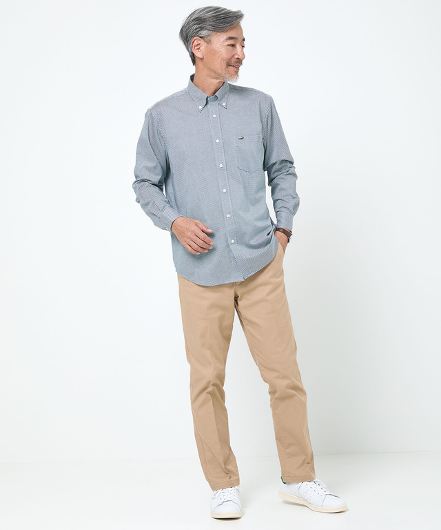 ノンアイロン ギンガムチェック ボタンダウンシャツ【シワになりにくい】