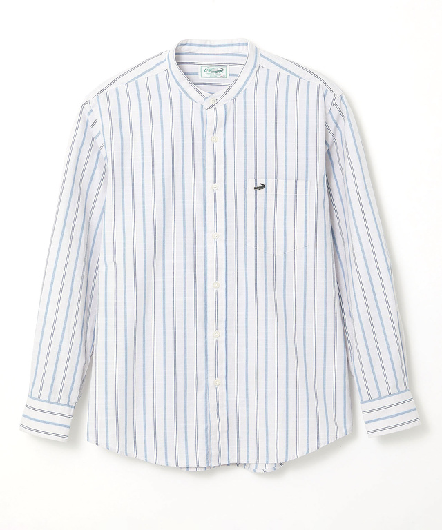 バンドカラー ストライプ シャツ