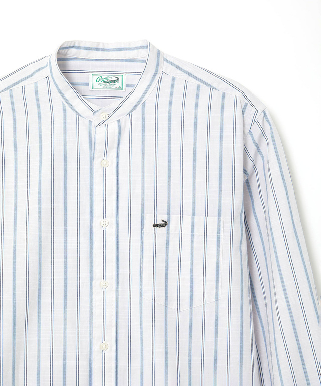 バンドカラー ストライプ シャツ