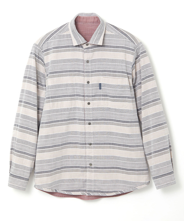 ダブルガーゼ マルチボーダー リバーシブルシャツ【吸汗速乾】