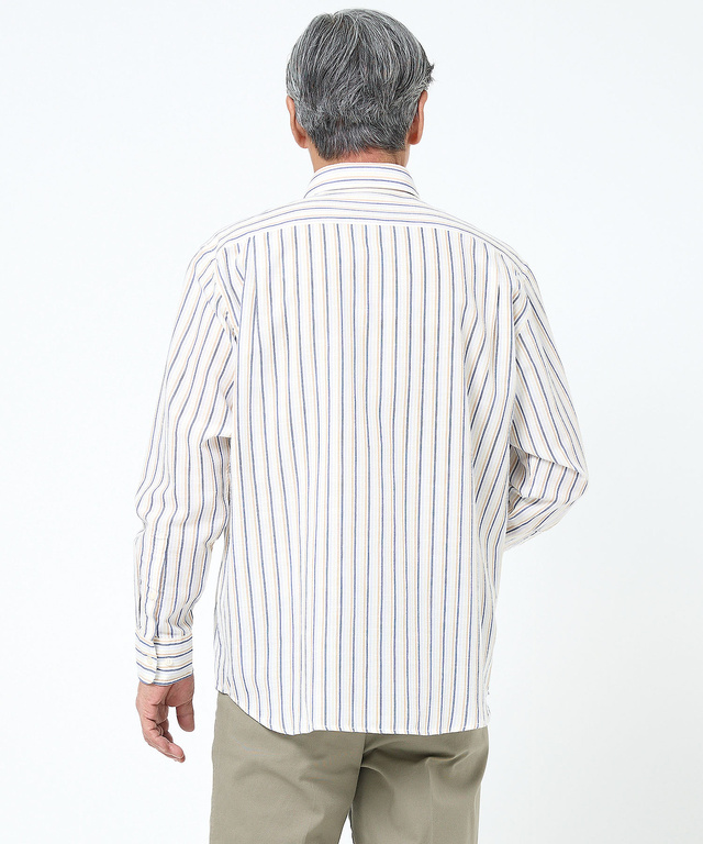 サッカー ストライプ ボタンダウン シャツ 【日本製生地】【接触冷感】