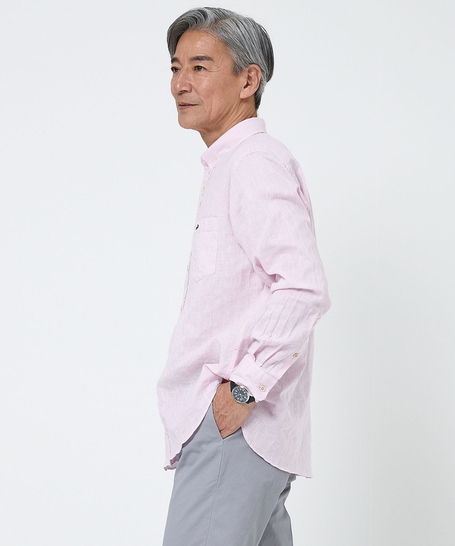 ゼロリネン ストライプ シャツ