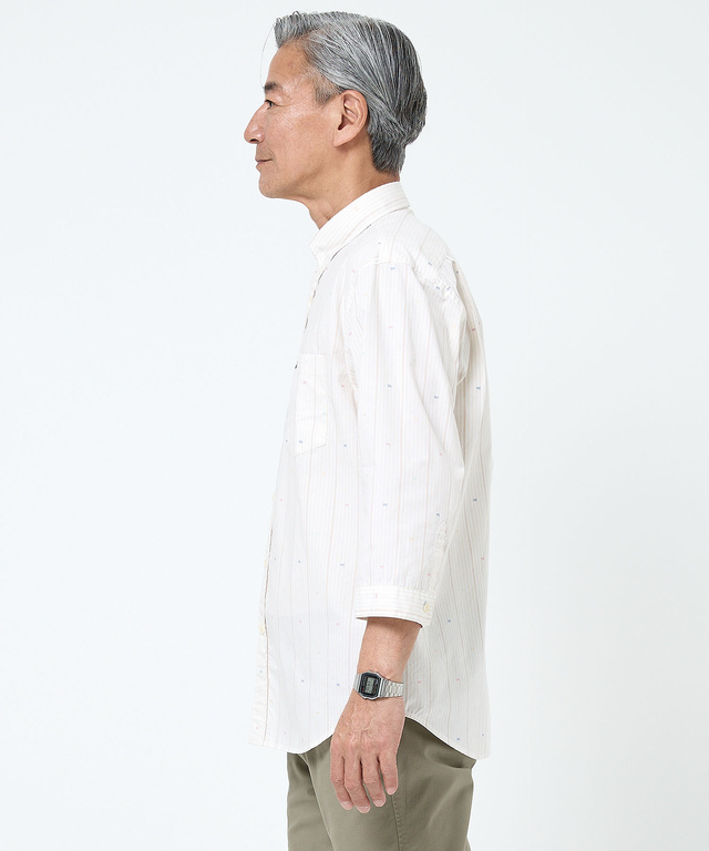 カットドビー ストライプ 七分丈 シャツ