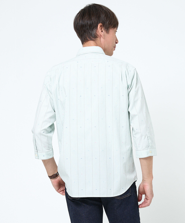 カットドビー ストライプ 七分丈 シャツ