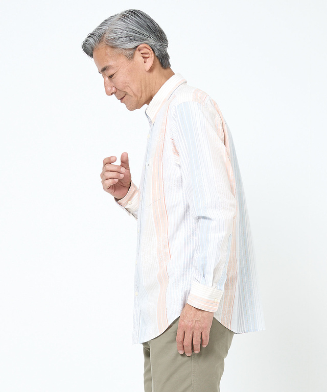 スノーコットン ランダムストライプ シャツ 【接触冷感】