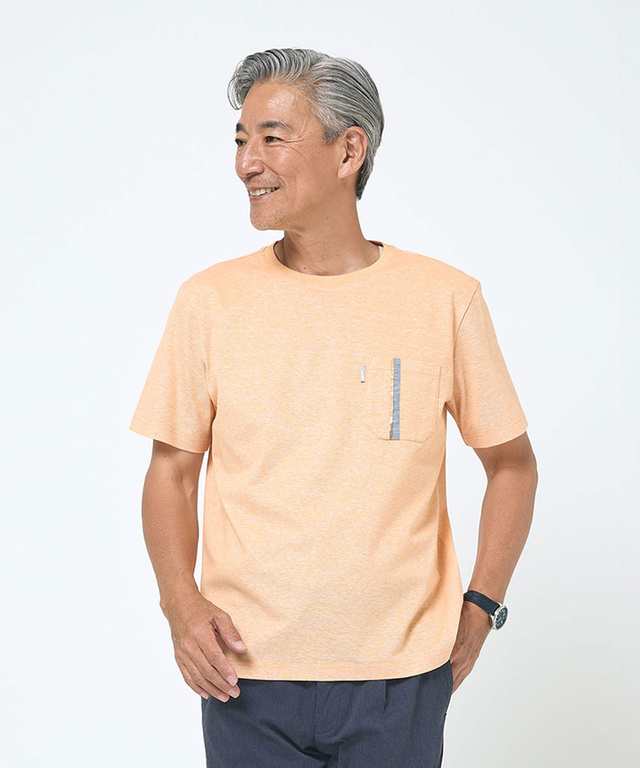 スノーリネン 鹿の子 クルーネックTシャツ【接触冷感】