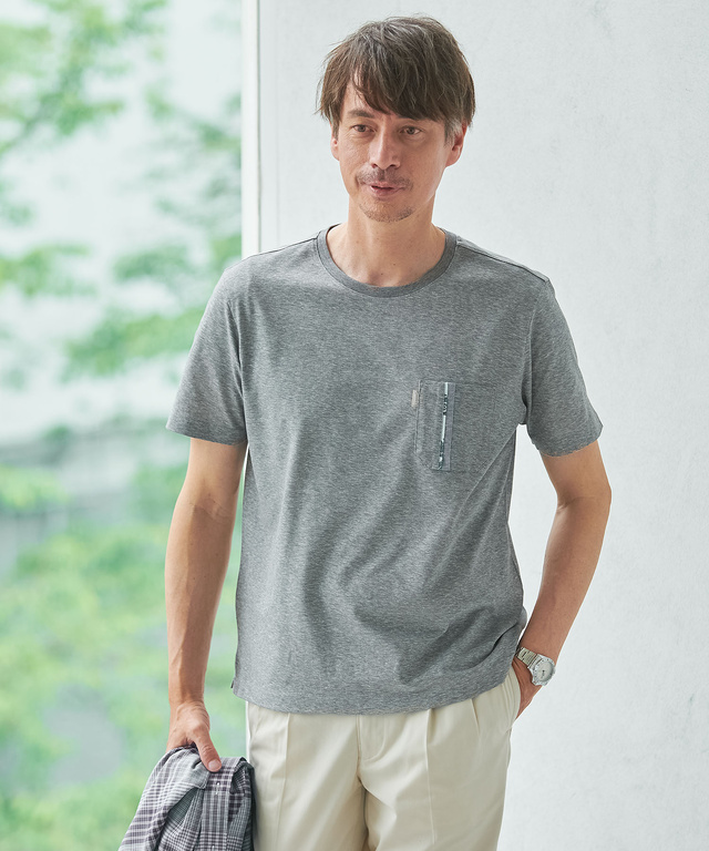 スノーリネン 鹿の子 クルーネックTシャツ【接触冷感】