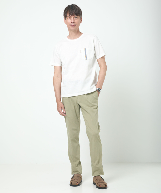 スノーリネン 鹿の子 クルーネックTシャツ【接触冷感】