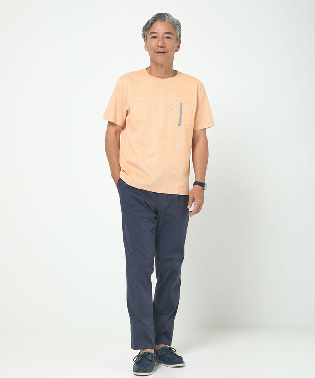 スノーリネン 鹿の子 クルーネックTシャツ【接触冷感】