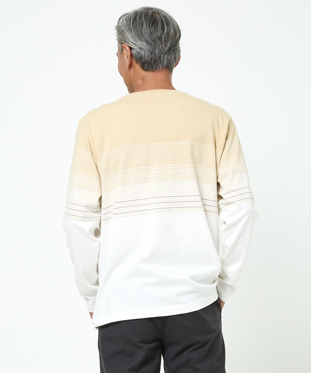 パネルボーダー柄 長袖Tシャツ