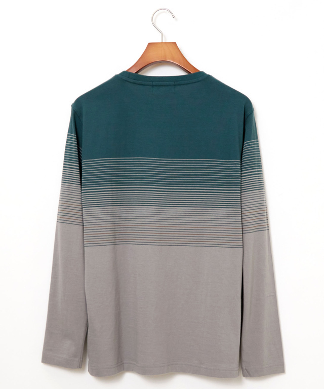 パネルボーダー柄 長袖Tシャツ