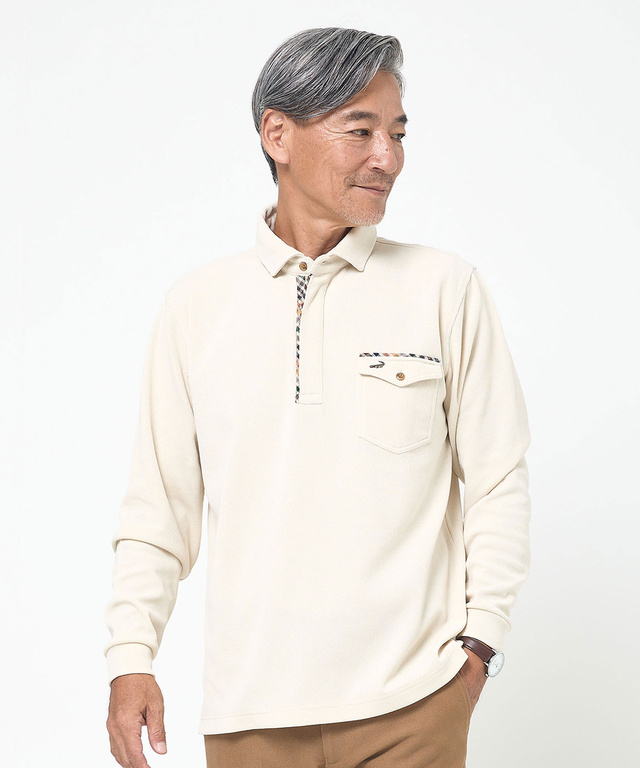 起毛 共襟 ポロシャツ