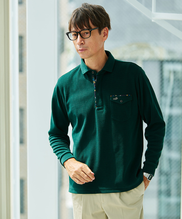 起毛 共襟 ポロシャツ