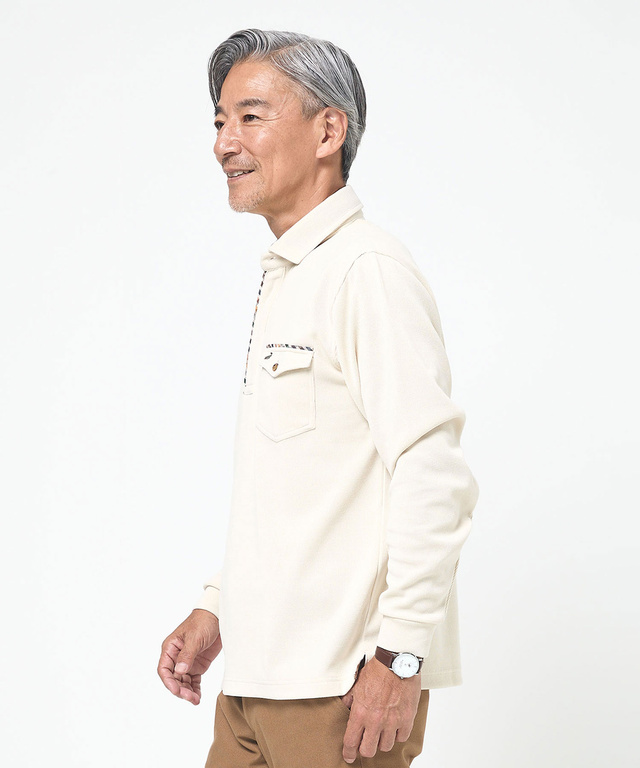 起毛 共襟 ポロシャツ