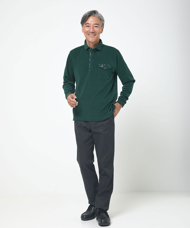 起毛 共襟 ポロシャツ