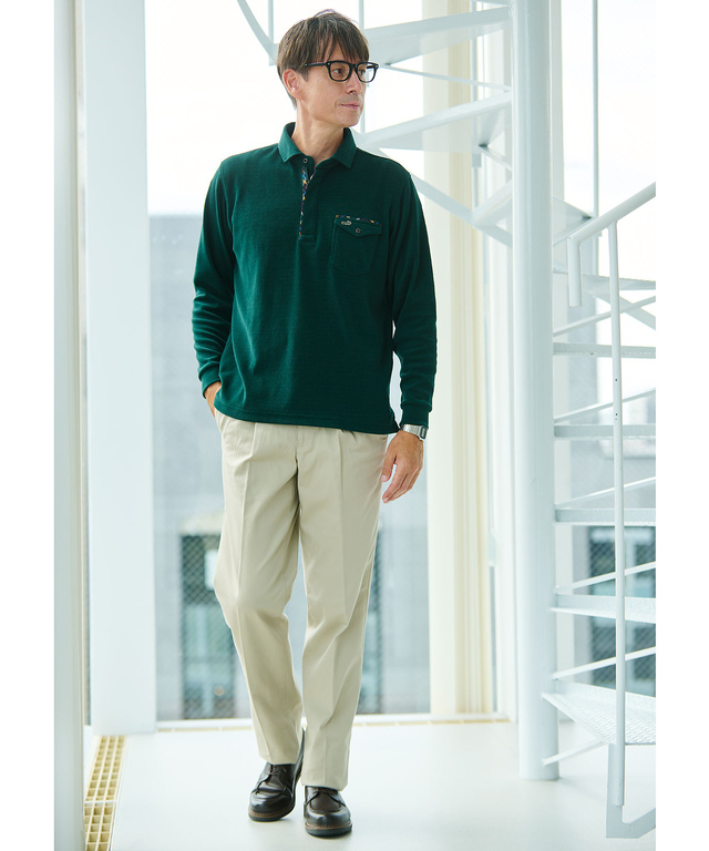 起毛 共襟 ポロシャツ