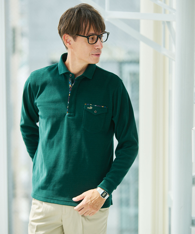 起毛 共襟 ポロシャツ