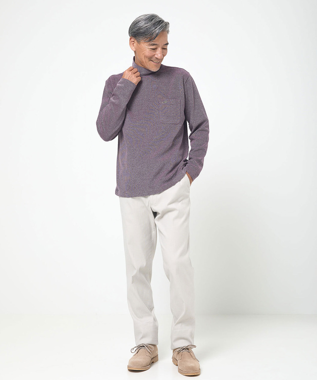 ハイネック リブ カットソー