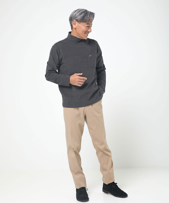 ハイネック リブ カットソー