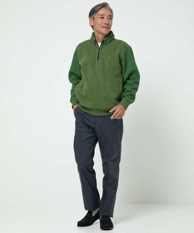 鹿の子 リブ 切り替え トレーナー【日本製生地】