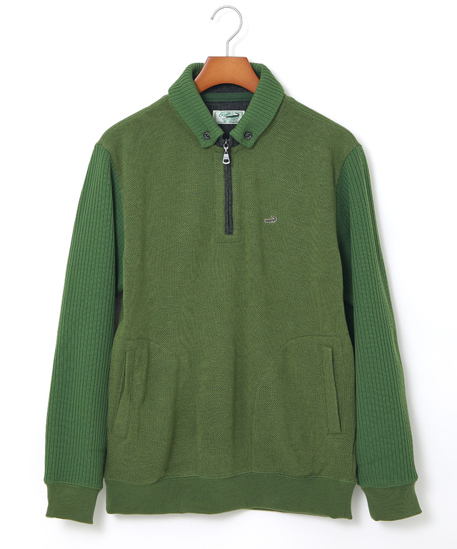 鹿の子 リブ 切り替え トレーナー【日本製生地】