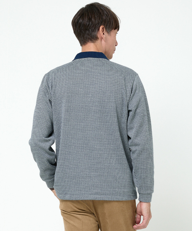 千鳥柄 ハーフジップ ポロシャツ