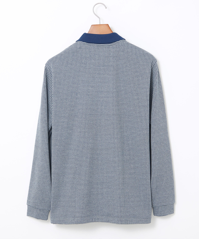 千鳥柄 ハーフジップ ポロシャツ