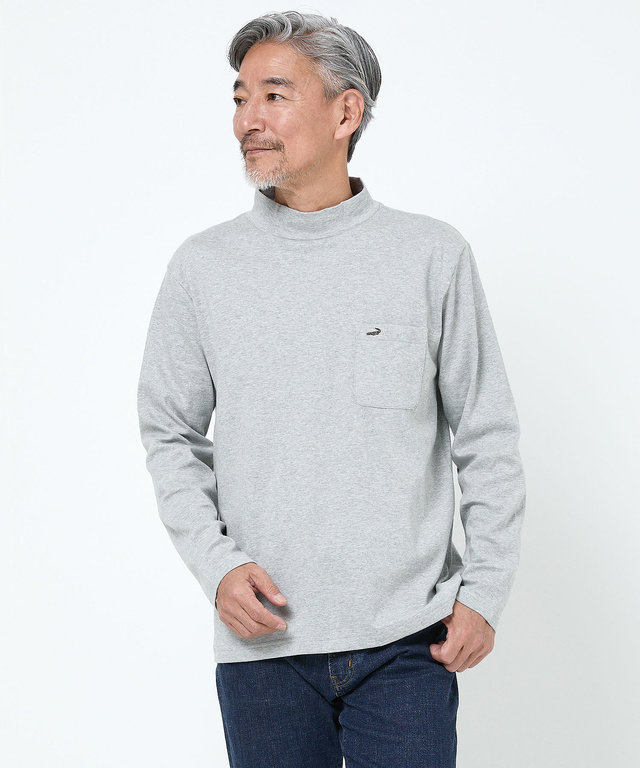 スムース素材 ハイネック カットソー