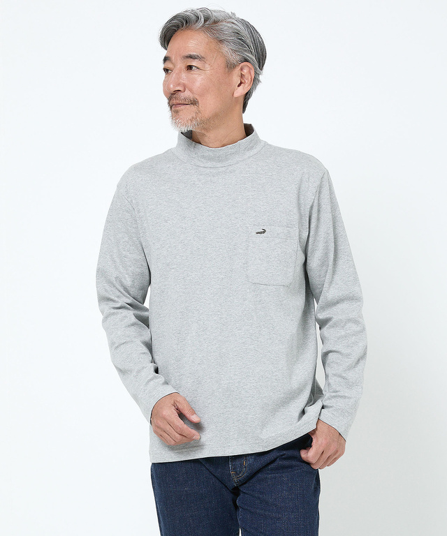 スムース素材 ハイネック カットソー