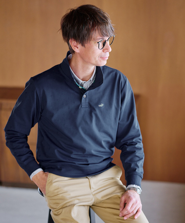 千鳥柄 ジャカード トレーナー