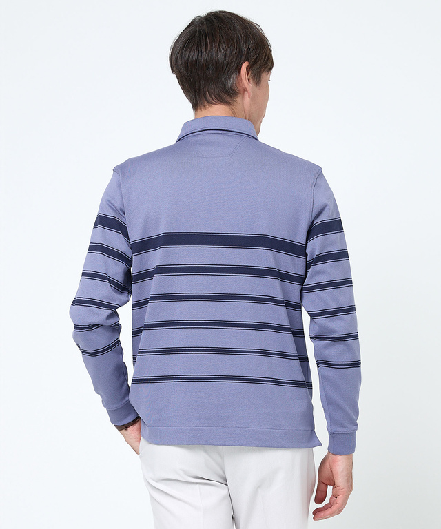 パネルボーダー ジップ ポロシャツ