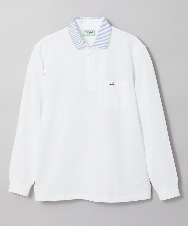 襟配色デザイン ジップ ポロシャツ