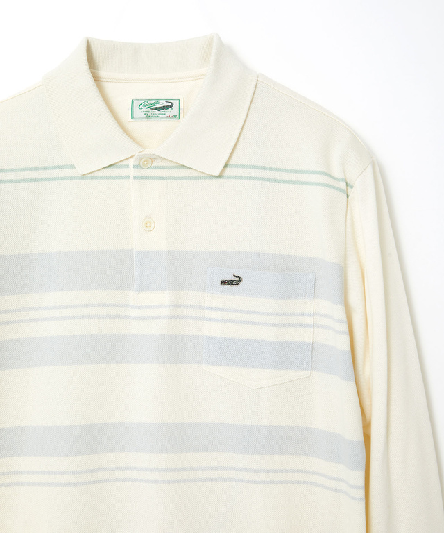 パネルボーダー 長袖ポロシャツ【日本製生地】