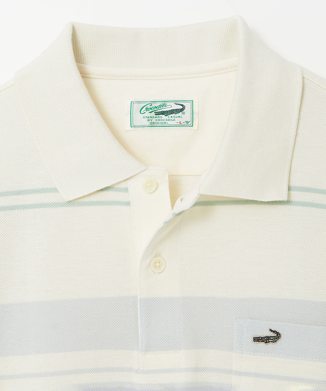 パネルボーダー 長袖ポロシャツ【日本製生地】