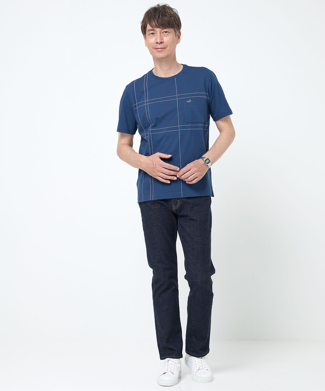 スノーコットン パネルチェック Tシャツ【接触冷感】