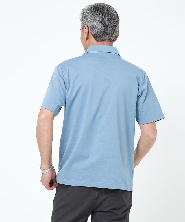 鹿の子 ジャカードボーダー ポロシャツ【日本製生地】