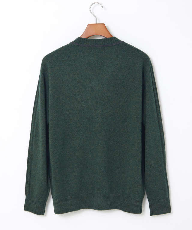 ウール 襟配色 Vネック ニット【手洗いOK】