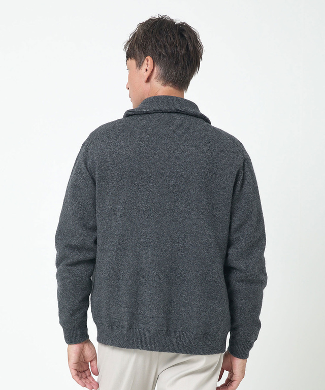 ウールブレンド 裏付き カーディガン