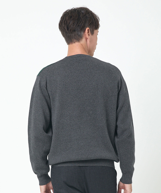 カシミヤブレンド ブロックチェック ニット【手洗いOK】