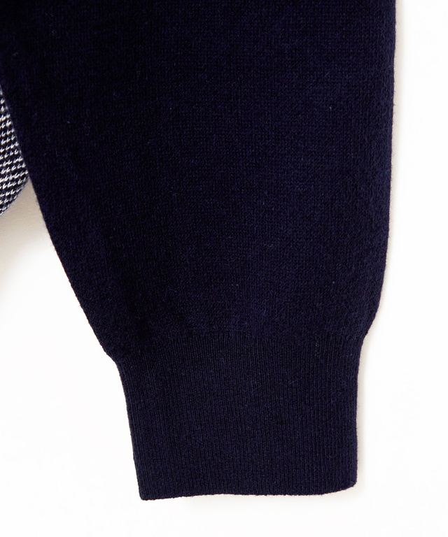 カシミヤブレンド ブロックチェック ニット【手洗いOK】